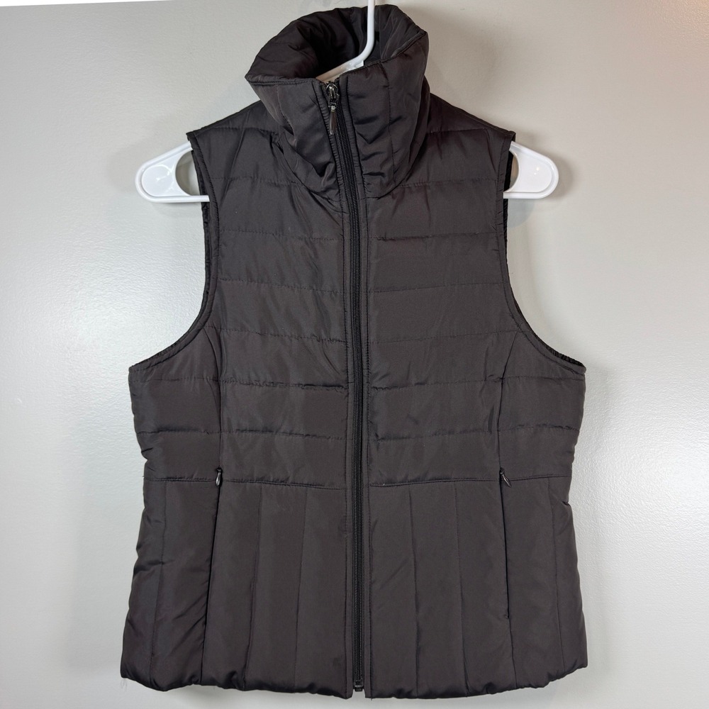 Kenneth Cole Reaction Brown Puffer Vest Womens S Down Feather‎ Fill Full Zip